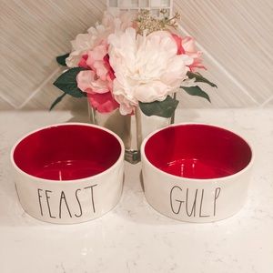 Rae Dunn Dog Bowls - Red Interior